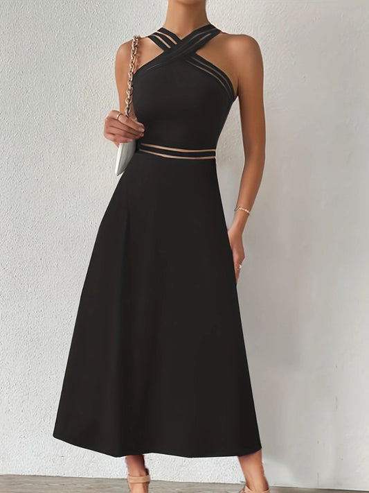 Robe midi croisée sans manches