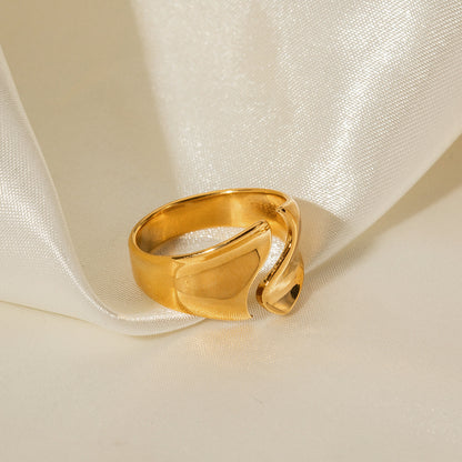 Modischer, neuartiger, vielseitiger Ring mit gebogenem Öffnungsdesign aus 18 Karat Gold