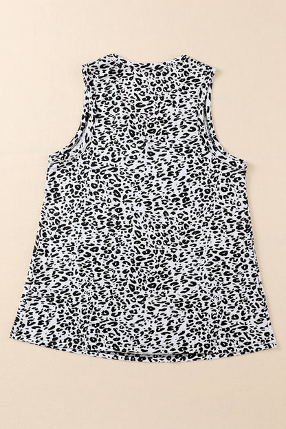 Cheetah V Neck Casual Tank Top for Women