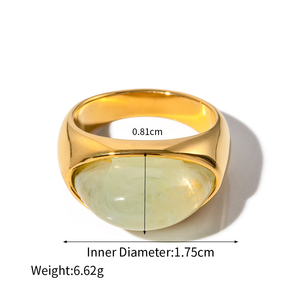 Bague de style simple en or 18 carats avec pierres précieuses incrustées de mode classique