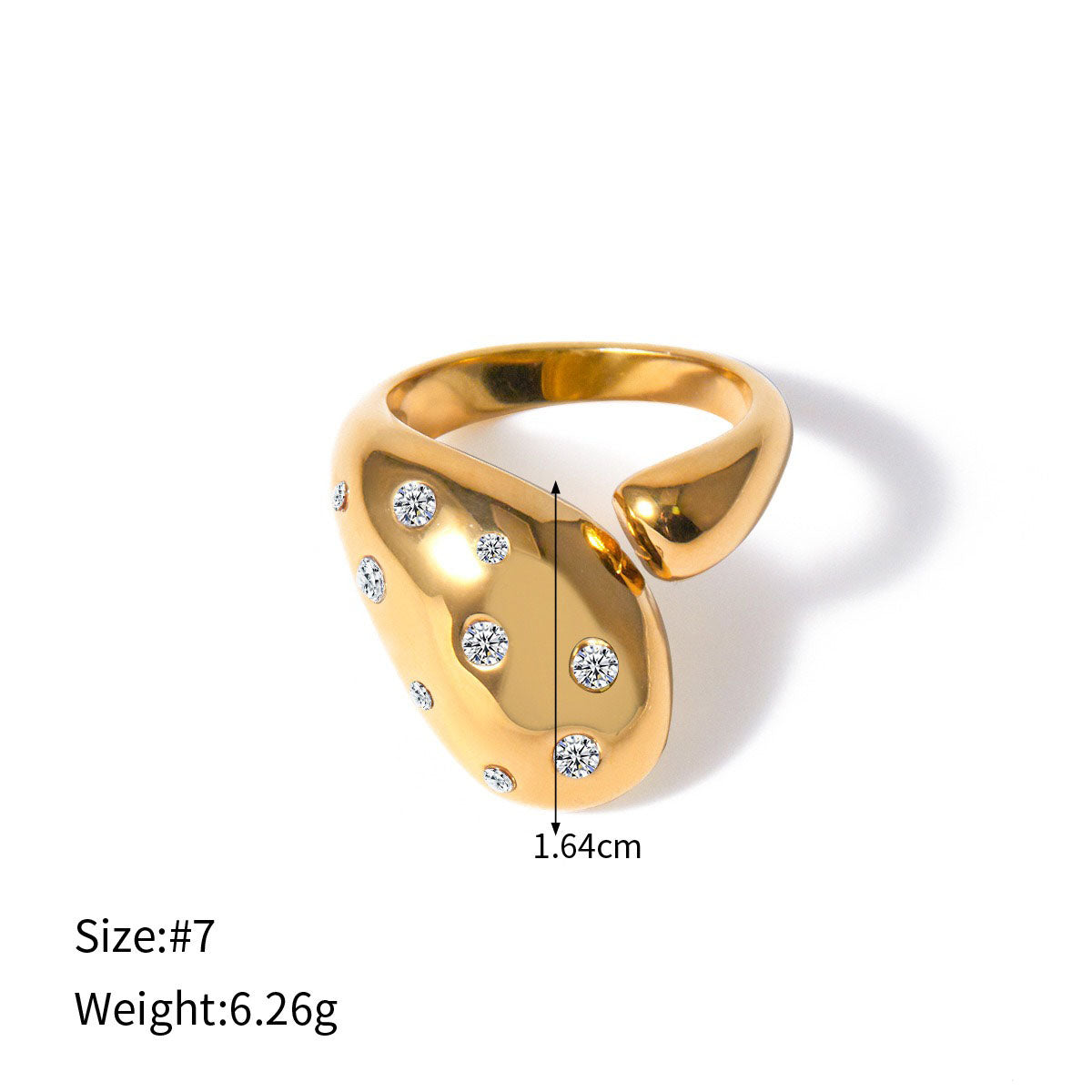 18K gold noble geometric diamond design open ring