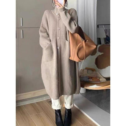 Turtleneck Sweater Women's Single-breasted Solid Color Long Sleeve Coat