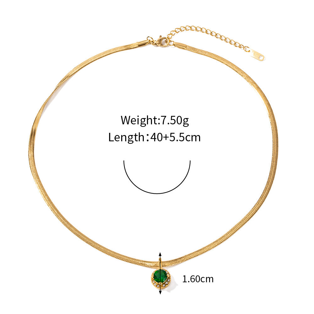 18k gold fashion light luxury flat snake chain with double three-dimensional zircon pendant design pendant necklace