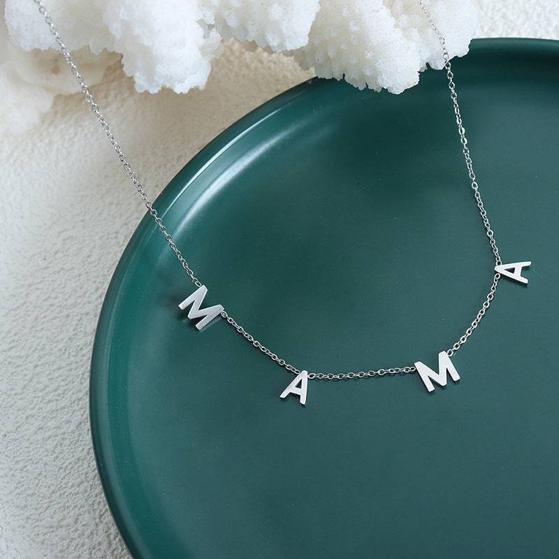 18K gold simple and elegant letter "MAMA" design light luxury style necklace