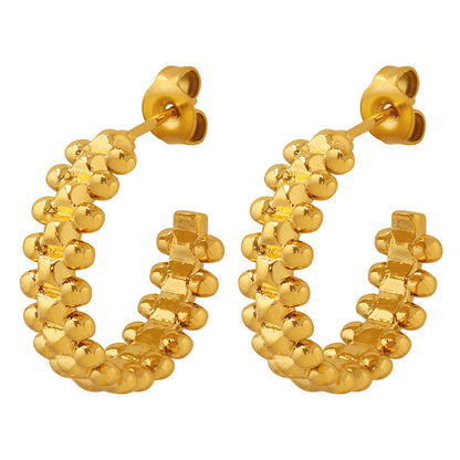 Boucles d'oreilles polyvalentes en forme de C, en or 18 carats, tendance