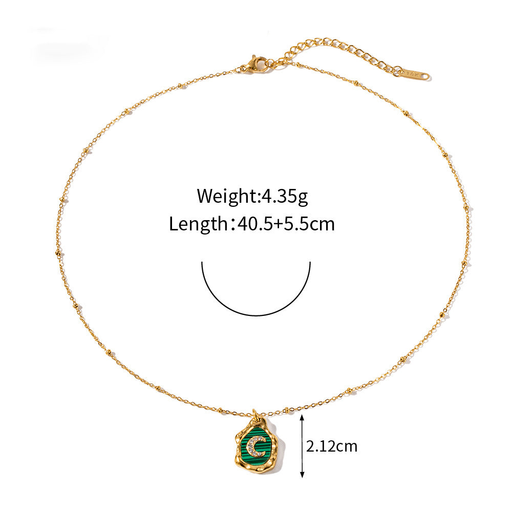 18k Gold Exquisite and Fashionable Irregular Bezel with Moon Inlaid Zircon Design Pendant Necklace