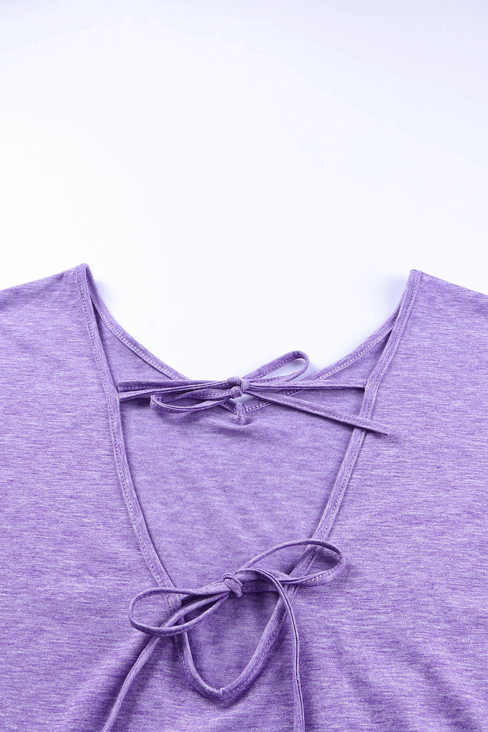 Purple Plain Tie Back Drop Shoulder Long Sleeve Top