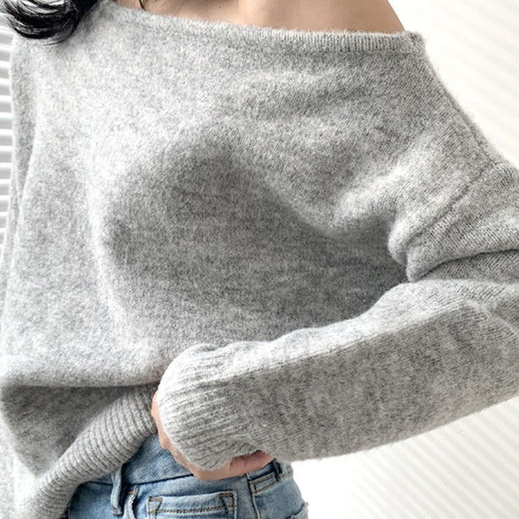 Pull tricoté ample et irrégulier à la mode pour femmes