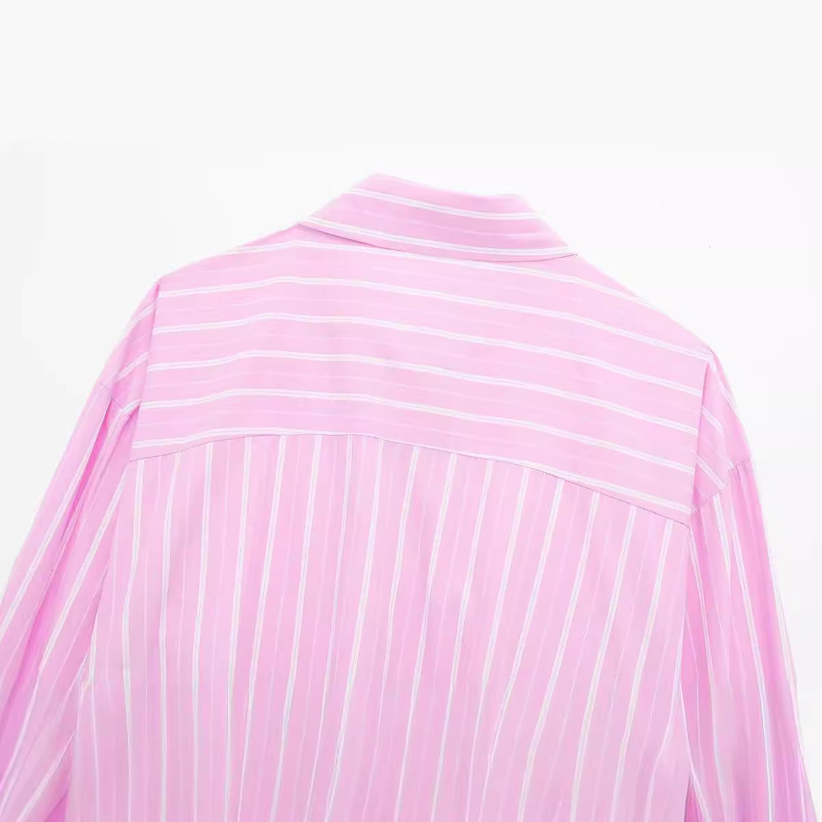 European And American Style Fashionable All-match Striped Short Style Long-sleeved Shirt