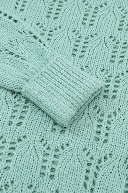 Pull en pointelle tricoté transparent vert