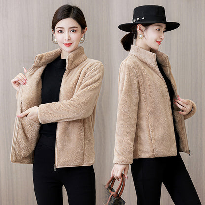 Autumn And Winter Thickened Double-sided Coral Fleece Coat For Women