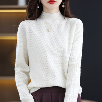 100 Pure Wool Women's Half Turtleneck Knitted Bottoming Shirt Sweater