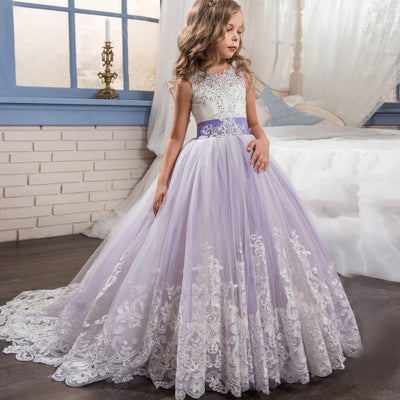 Europe et États-Unis nouveaux vêtements pour enfants robe de mariée en dentelle pour enfants jupe pettiskirt robe de princesse robe de fille de fleur filles anniversaire piano