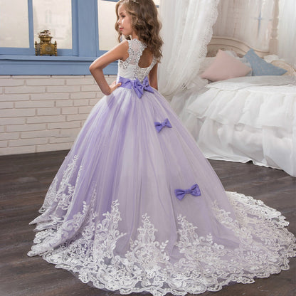 Europe et États-Unis nouveaux vêtements pour enfants robe de mariée en dentelle pour enfants jupe pettiskirt robe de princesse robe de fille de fleur filles anniversaire piano