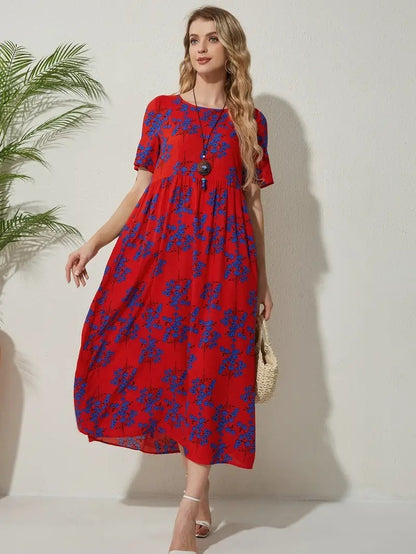 Robe tendance imprimée à manches courtes pour femme