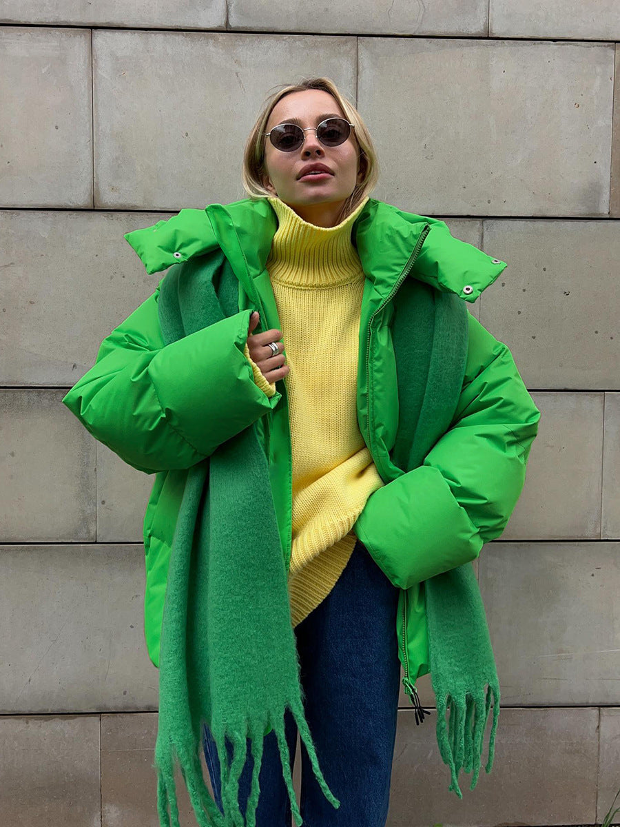 Manteau de mode avec capuche amovible veste en coton hiver chaud coupe-vent veste en coton ample vêtements d'extérieur parka ample