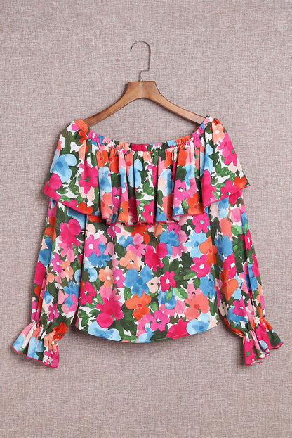 Floral Print Ruffled Off Shoulder Blouse