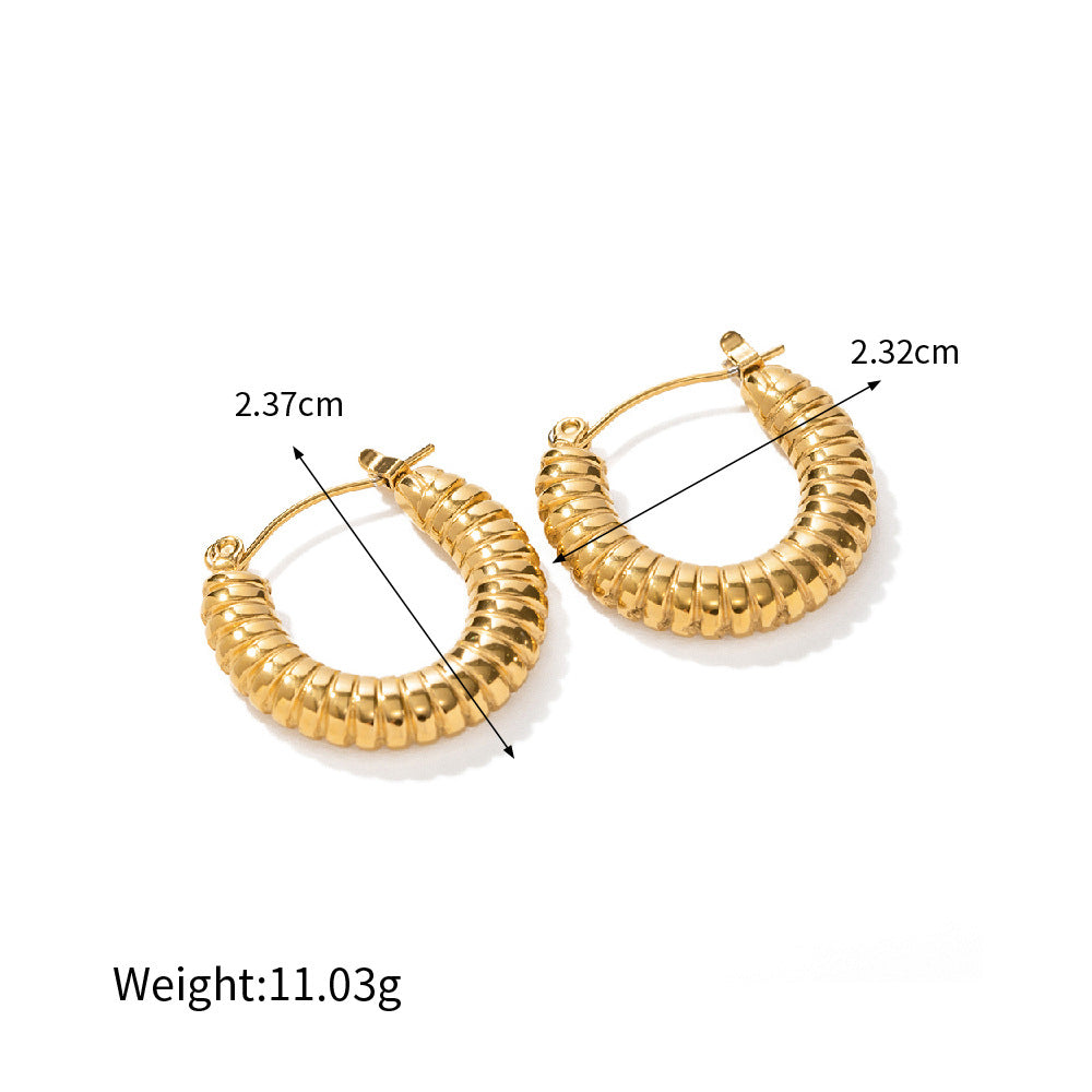 18K Gold Trendy Personalized Bread Pattern Design Earrings