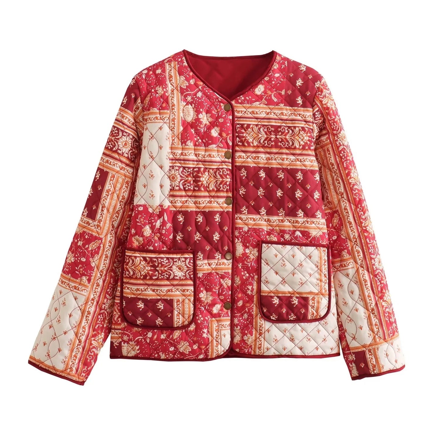 Women's Color Matching Printing Cotton Jacket