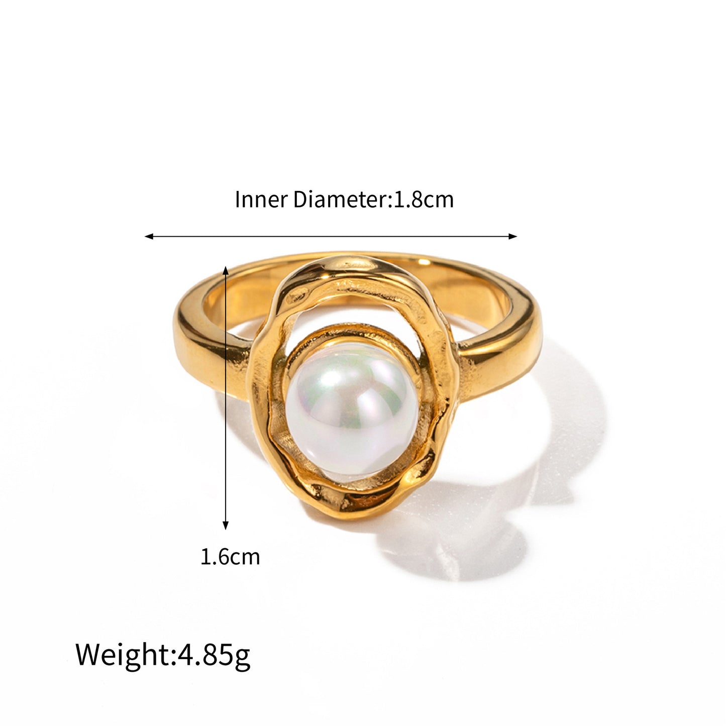 18K gold noble and elegant versatile ring inlaid with pearls