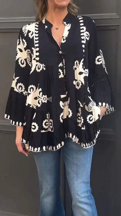 Women's Fashion Long Sleeve Ruffled Shirt