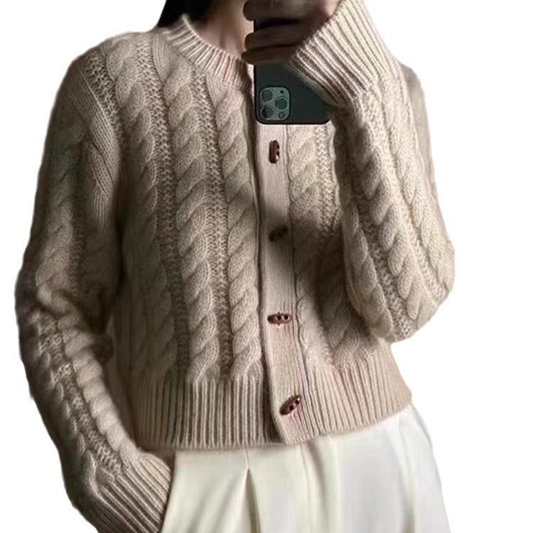 Women's Button Twist Cashmere Cardigan Sweater