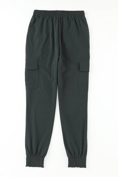 Pantalon de jogging taille haute gris avec poches latérales et cordon de serrage