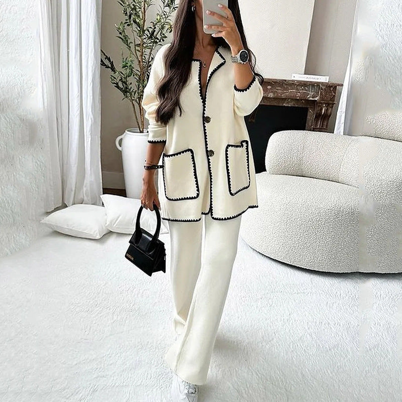 Women's Suit Fashion Casual Loose Solid Color Two-piece Set