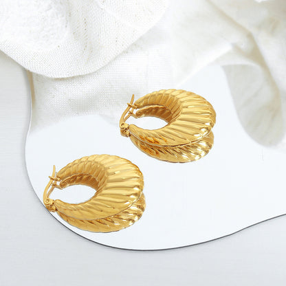 18K Gold Fashion Retro U-shaped Thread Design Simple Wind Earrings