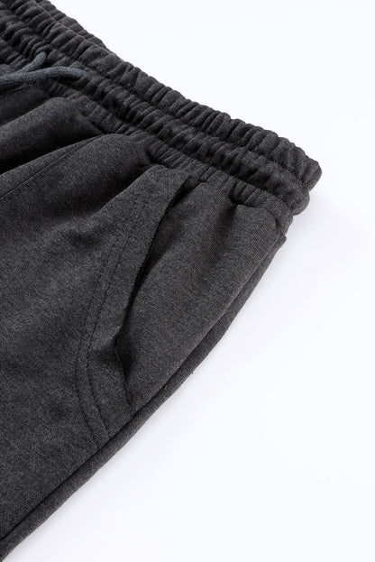 Pantalon large rétro gris délavé à cordon de serrage