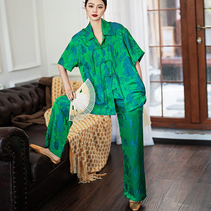 Women's Fashion Lapis Jade Acetate Pajamas Home Wear