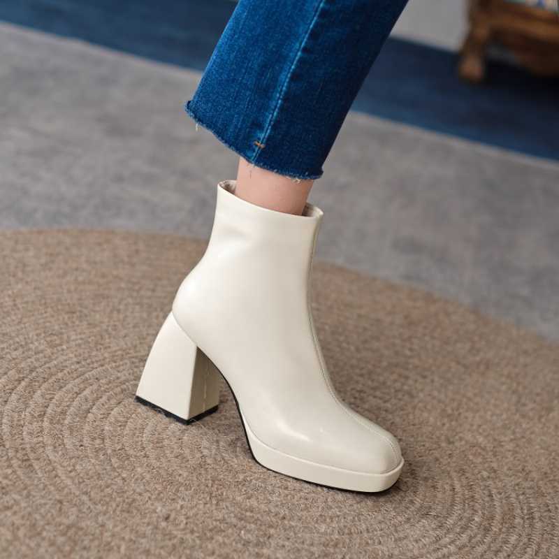 Bottes en cuir souple pour femmes, chaussures à la mode