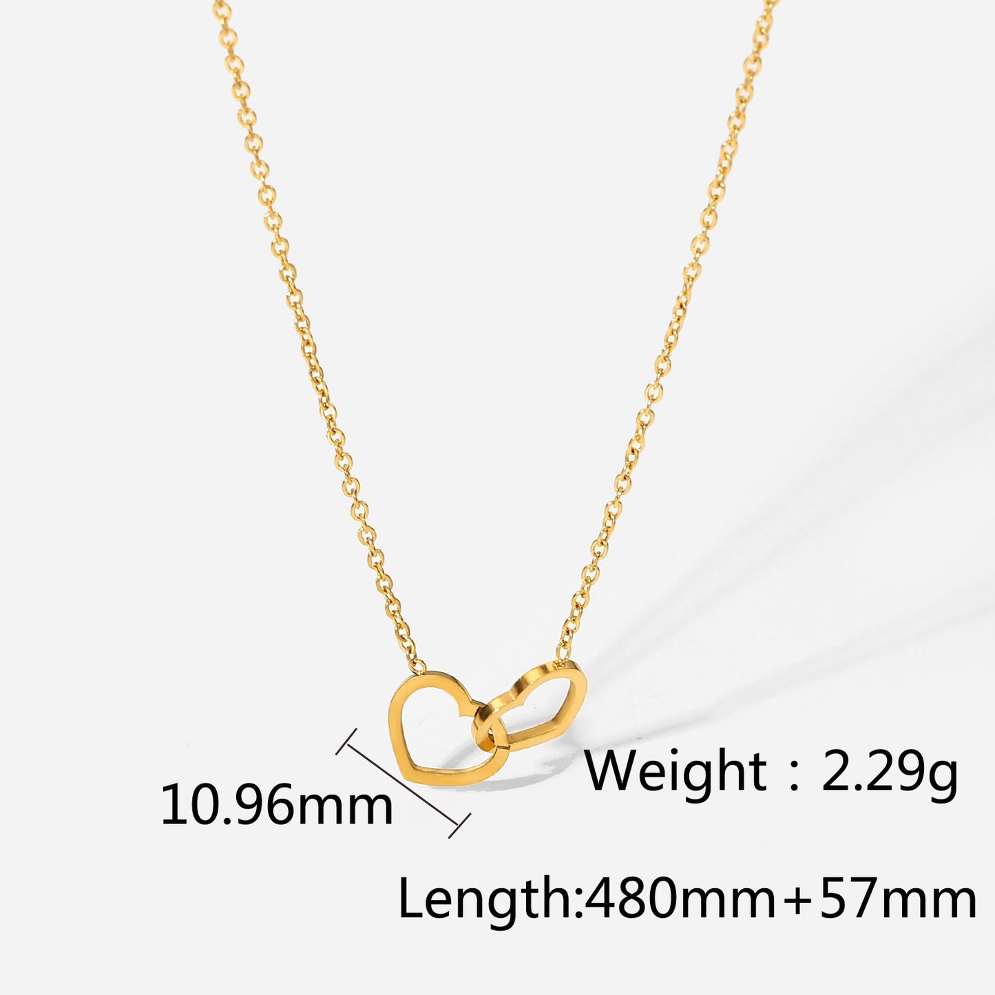 Collier double cœur en or 18 carats, offre spéciale