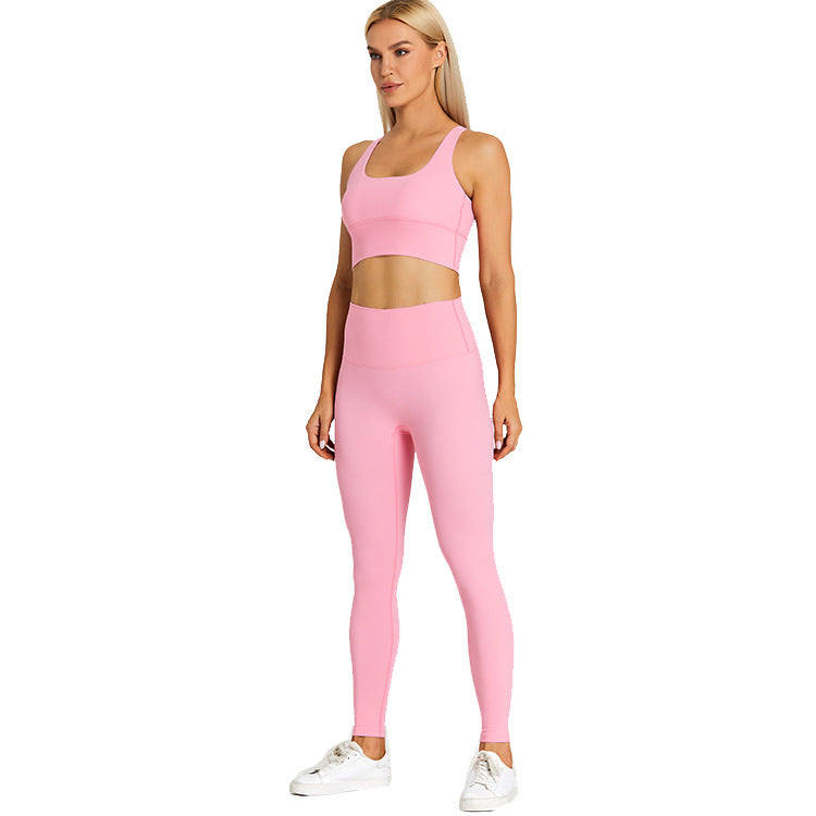 European And American Fitness Suit Nude Feel Brushed Tight Quick-drying Running Yoga Clothes