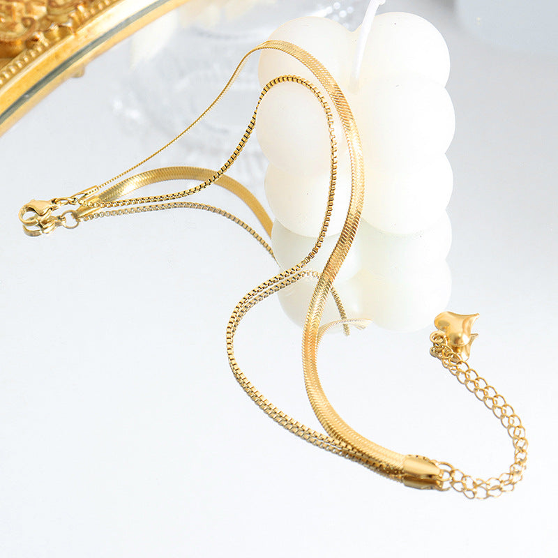 18K gold fashionable simple double-layered design versatile anklet