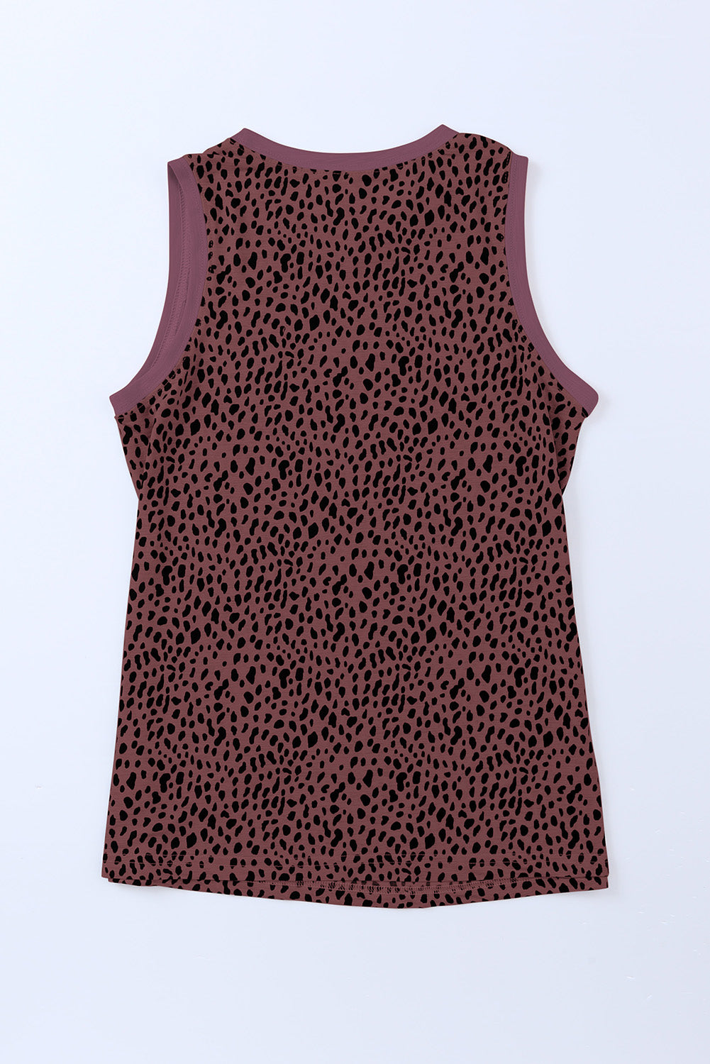 Lässiges Tanktop mit Rundhalsausschnitt und Leoparden-Kontrastbesatz