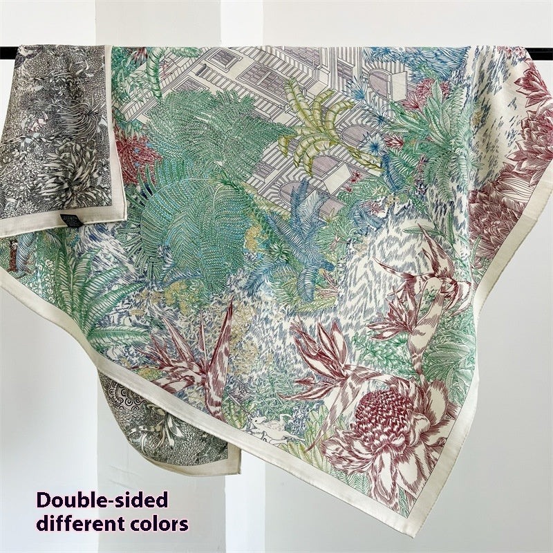 Foulard double face en laine de soie de différentes couleurs FINSBURY Forêt tropicale humide