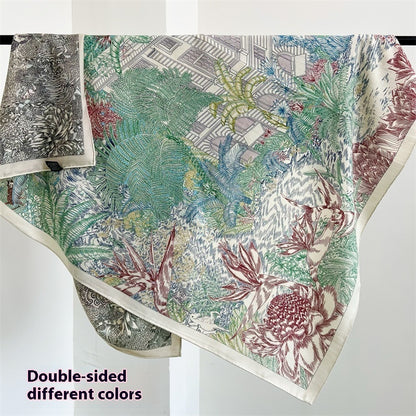 Foulard double face en laine de soie de différentes couleurs FINSBURY Forêt tropicale humide