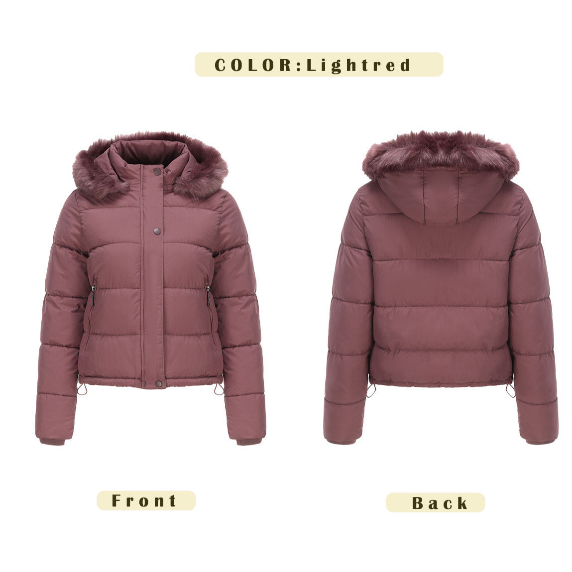 Manteau chaud en coton à manches longues pour femme, chapeau détachable en velours court, automne et hiver