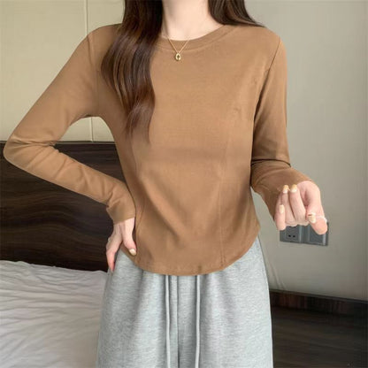 Women's Thickened Long-sleeved T-shirt Dralon Short Top