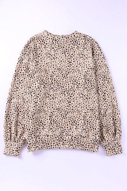 Leoparden-Boyfriend-Sweatshirt mit Leopardenmuster und Rundhalsausschnitt