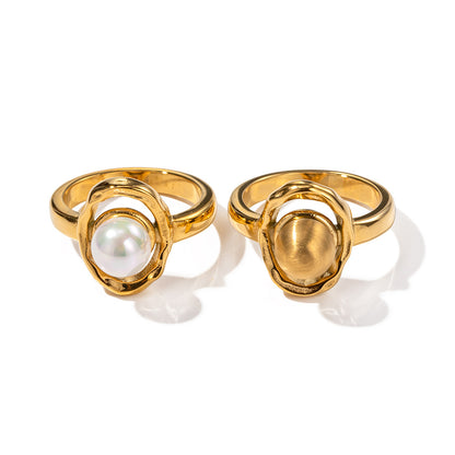 18K gold noble and elegant versatile ring inlaid with pearls