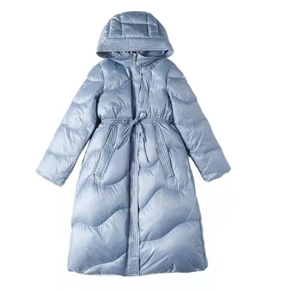 Women's Thickened Hooded Waist Mid-length Down Jacket