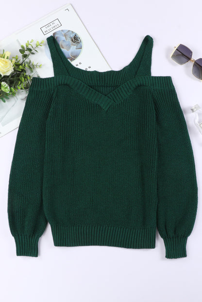 Grüner Juliette-Strickpullover mit Dew-Schulter