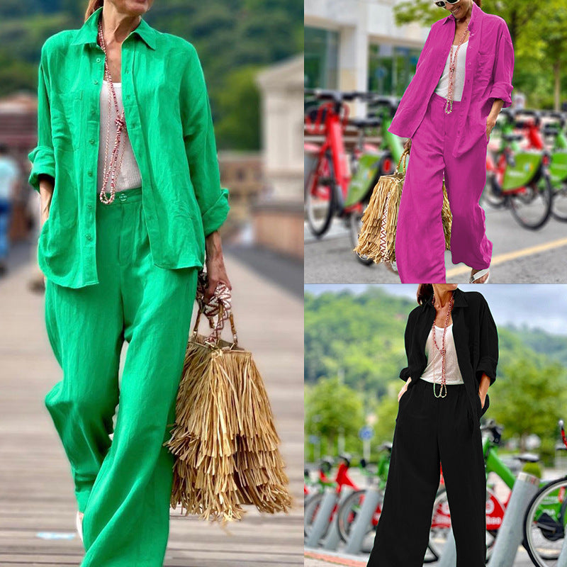 Women's Fashion Long Sleeve Shirt Suit