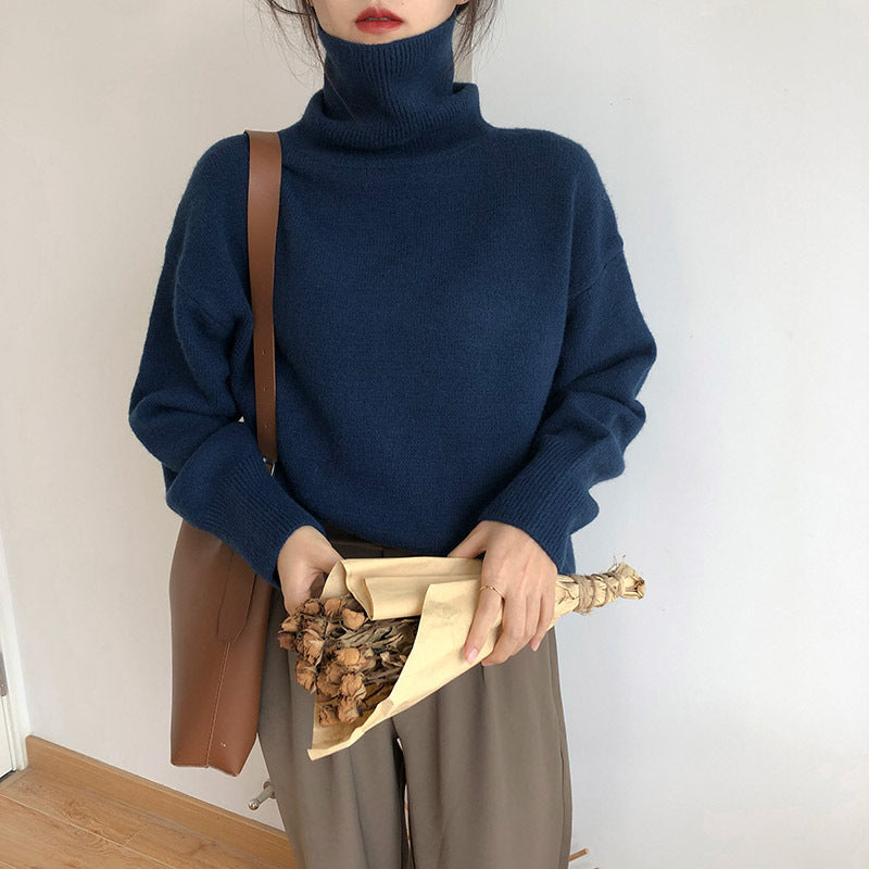 Turtleneck Pullover Lazy Style Padded Sweater