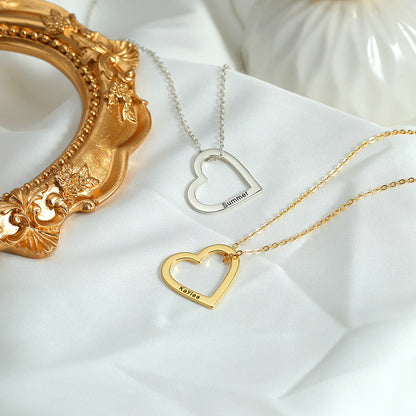 Novel Fashion Hollow Heart Design Customizable Name Versatile Necklace