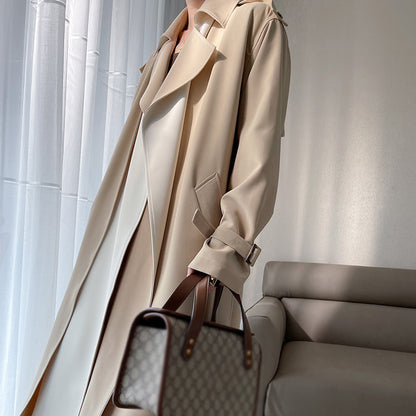 Classic Temperament Two-tone Overweight Women's Trench Coat