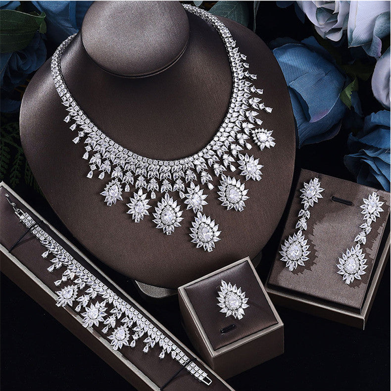 Ensemble de bijoux collier et boucles d'oreilles de mariage Vintage pour femmes