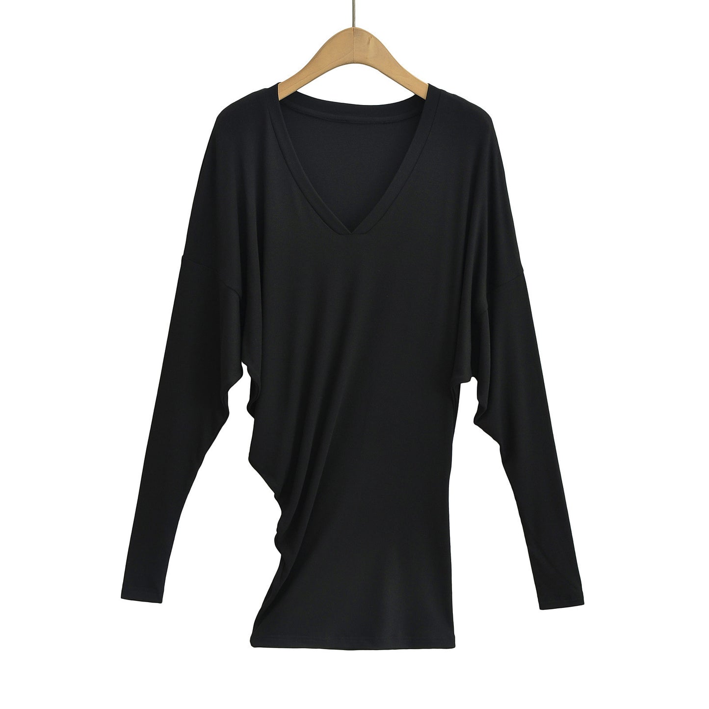 Pull ample irrégulier à manches longues et col en V de style américain pour femme